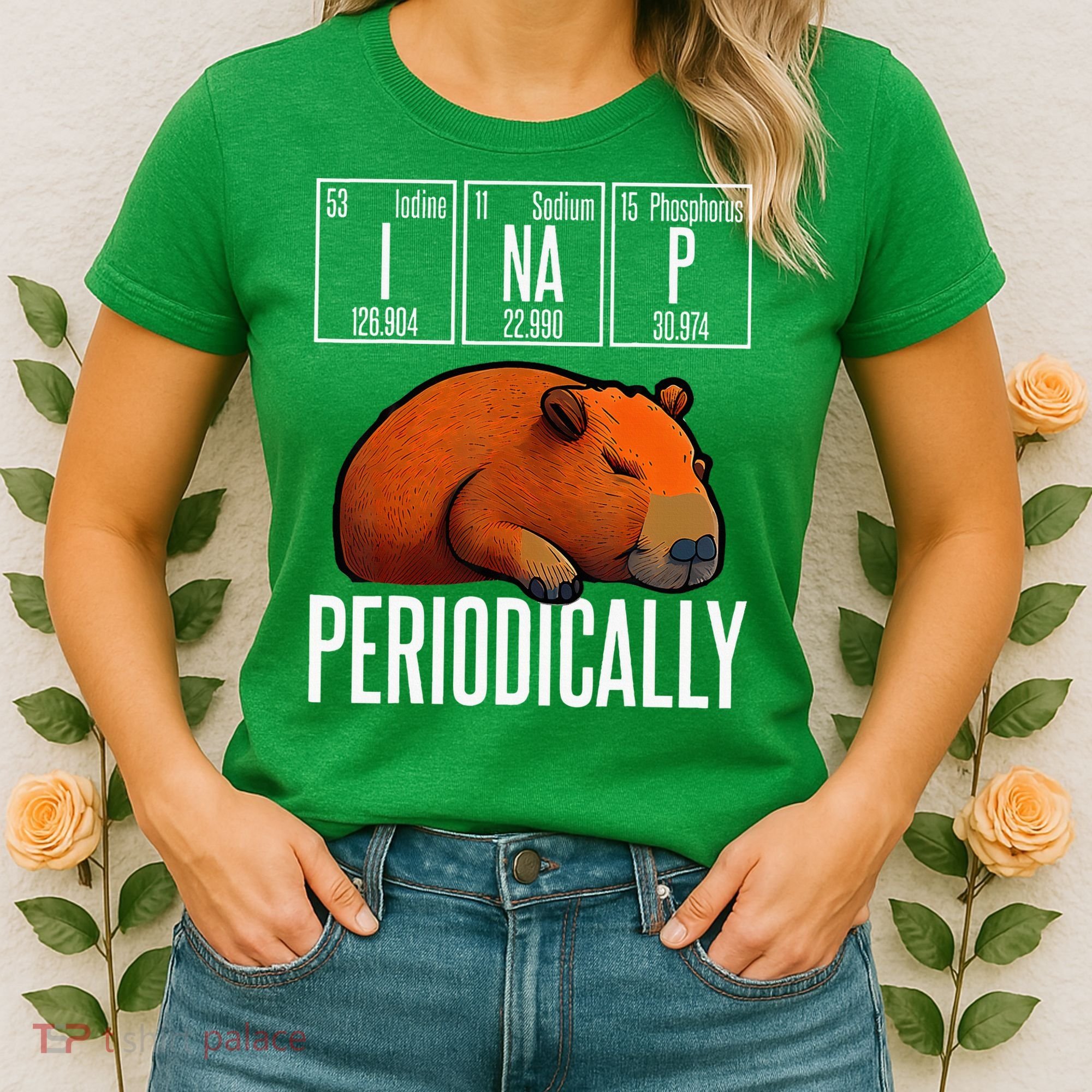 Funny Chemistry Science I Nap Periodically Capybara Lover Women's T-Shirt