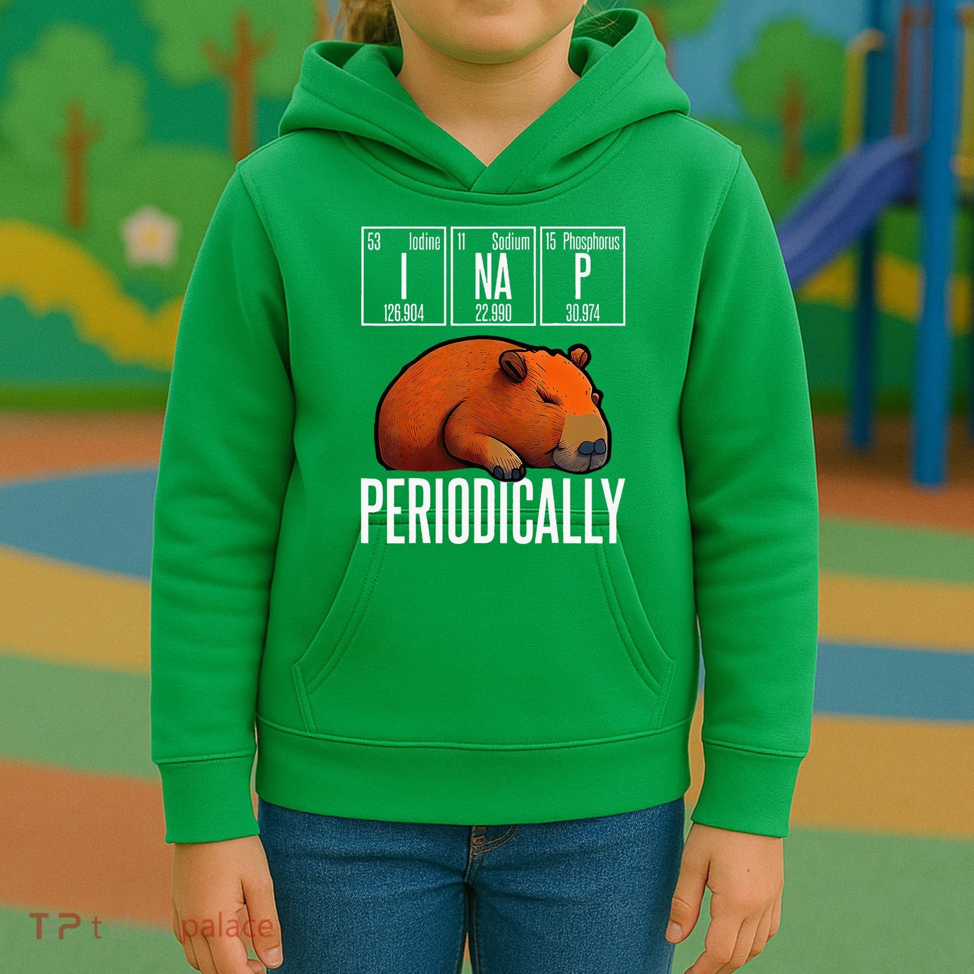Funny Chemistry Science I Nap Periodically Capybara Lover Kids Hoodie