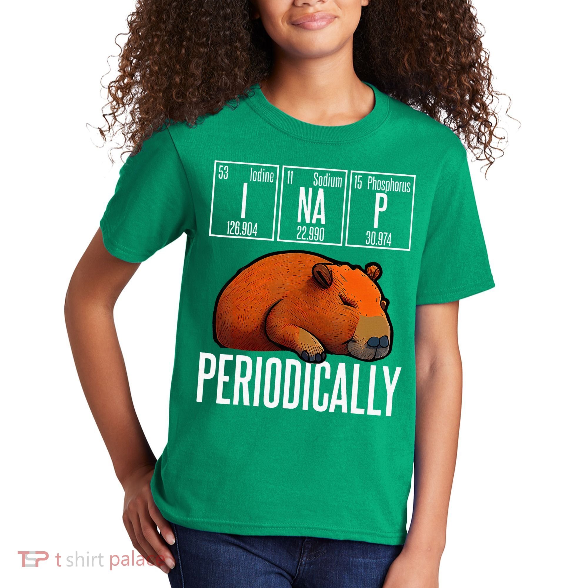 Funny Chemistry Science I Nap Periodically Capybara Lover Kids T-Shirt