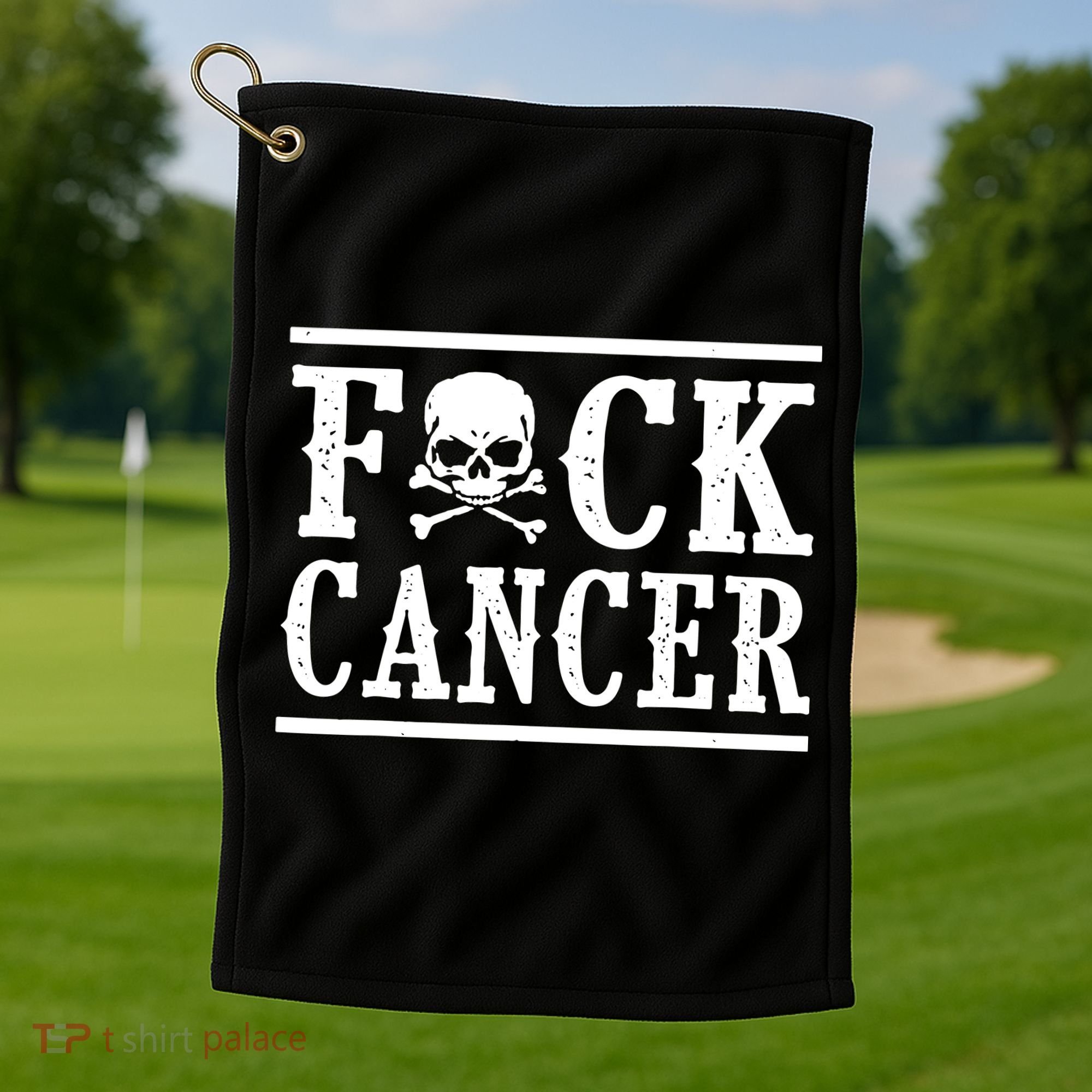 F Cancer Skull And Crossbones Golf Towel