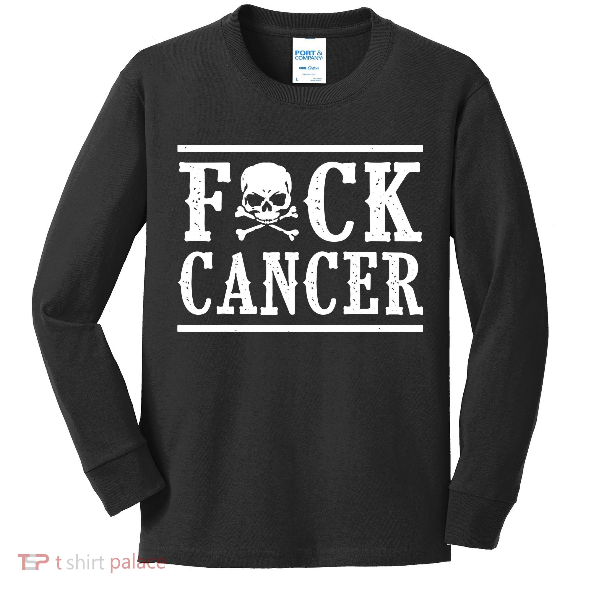F Cancer Skull And Crossbones Kids Long Sleeve Shirt