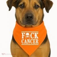 F Cancer Skull And Crossbones USA-Made Doggie Bandana thumb 1
