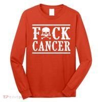 F Cancer Skull And Crossbones Long Sleeve Shirt thumb 0