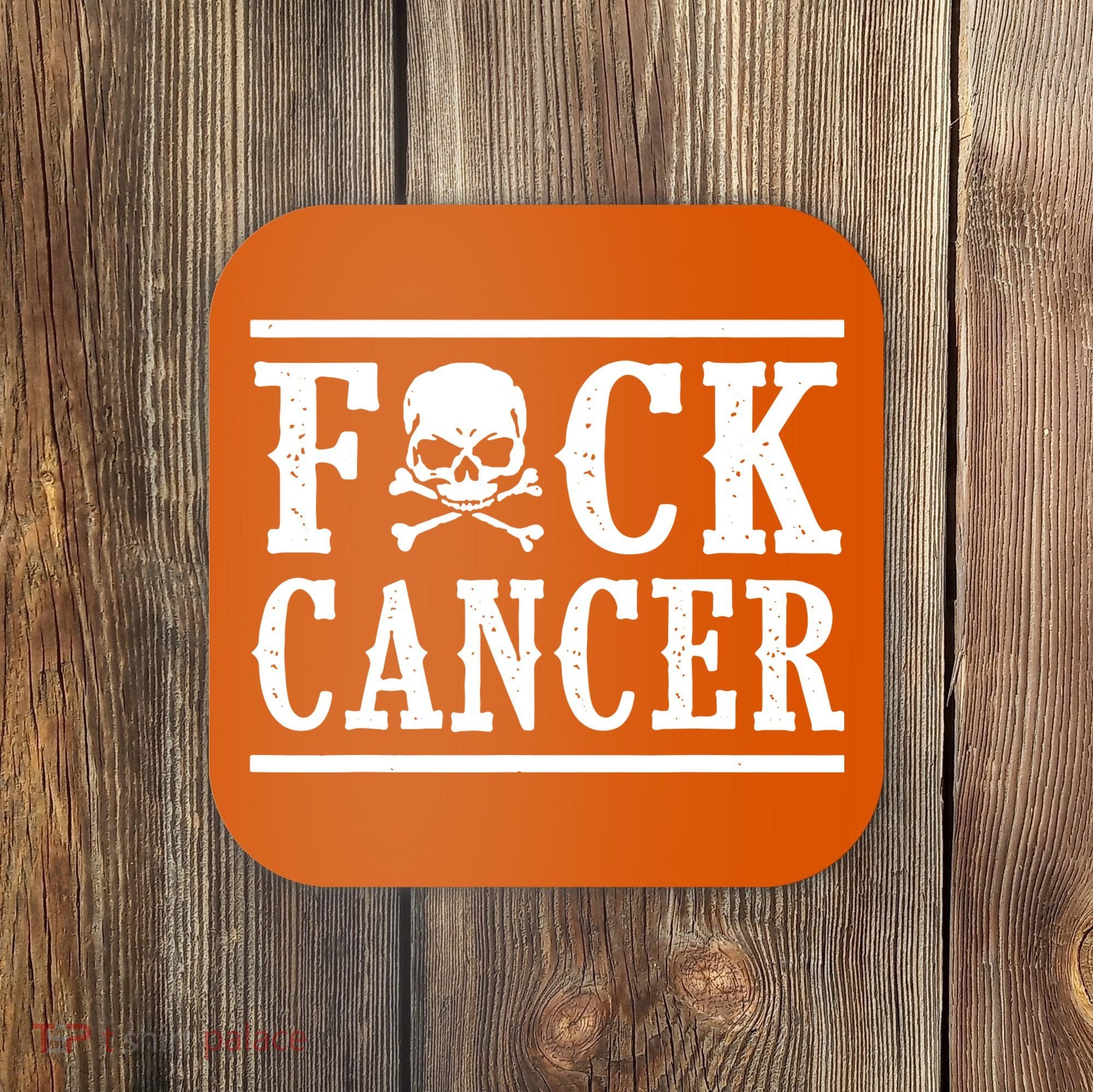 F Cancer Skull And Crossbones Coaster