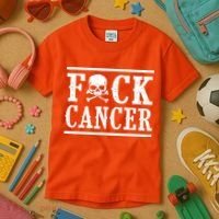 F Cancer Skull And Crossbones Kids T-Shirt thumb 3