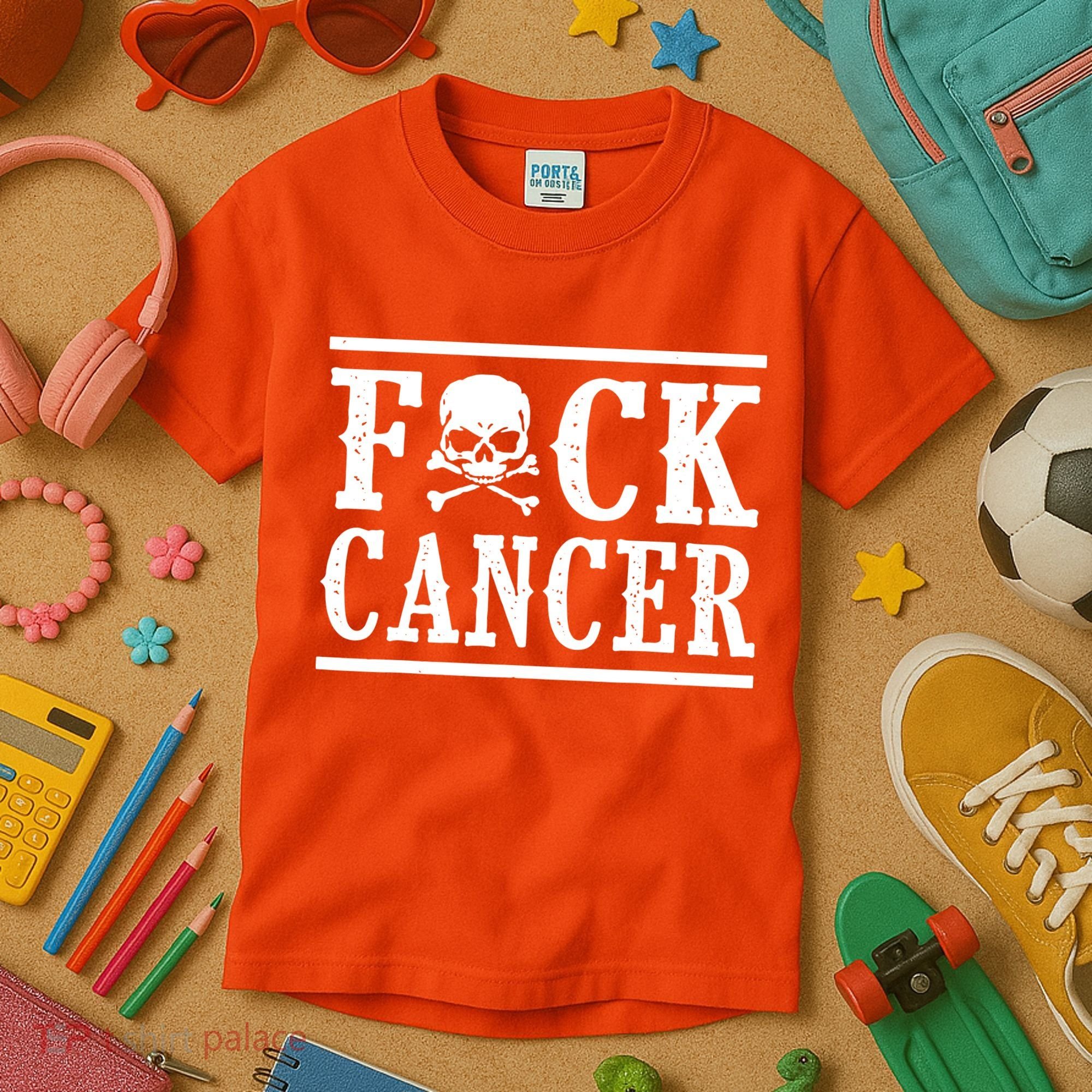 F Cancer Skull And Crossbones Kids T-Shirt
