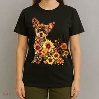 Floral Chihuahua Sunflower Mama Cute Mom Mother's Day  T-Shirt thumb 4