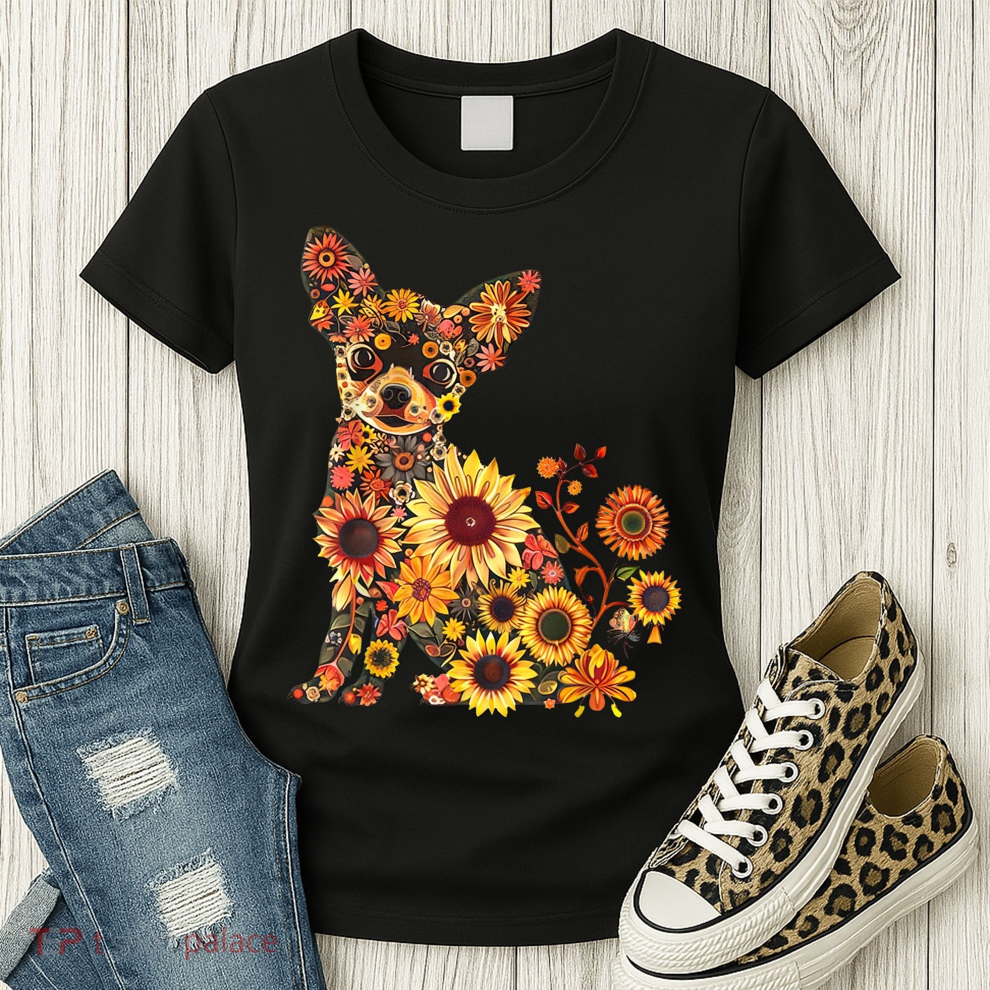Floral Chihuahua Sunflower Mama Cute Mom Mother's Day  Women's T-Shirt