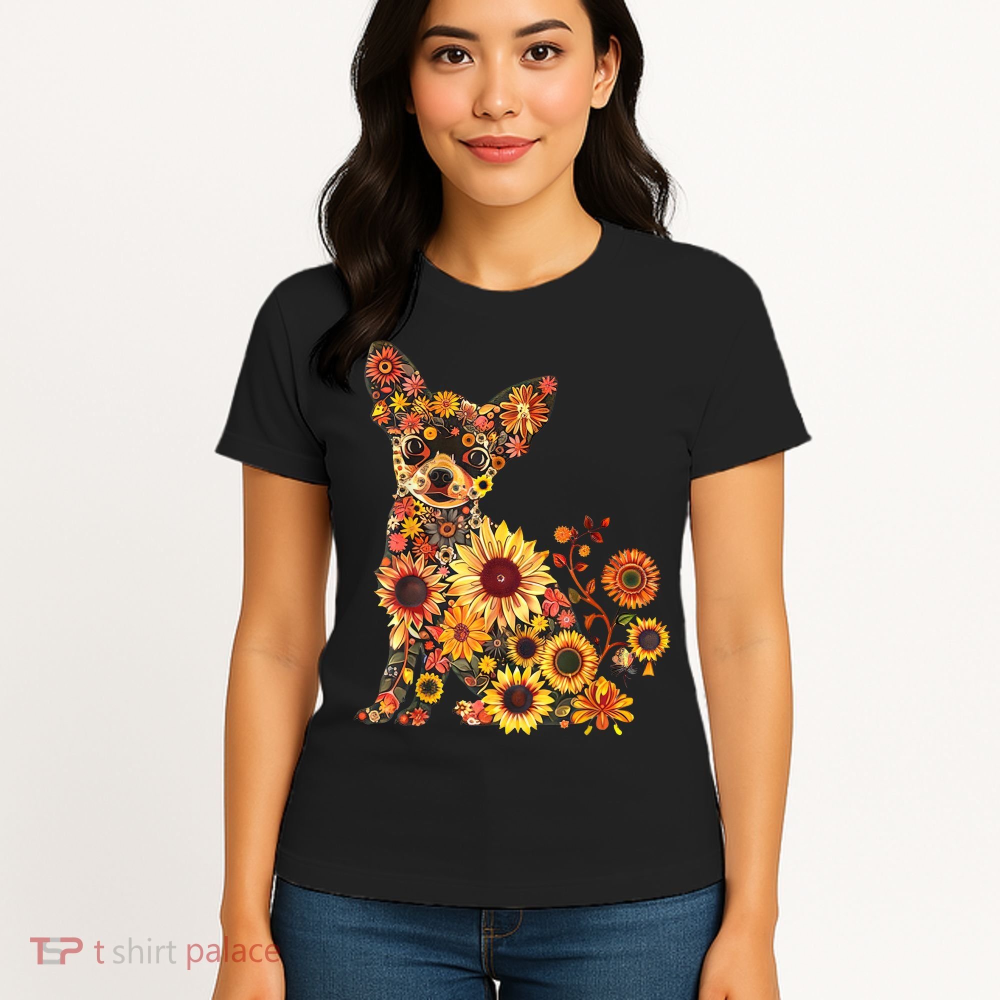 Floral Chihuahua Sunflower Mama Cute Mom Mother's Day  Women's T-Shirt