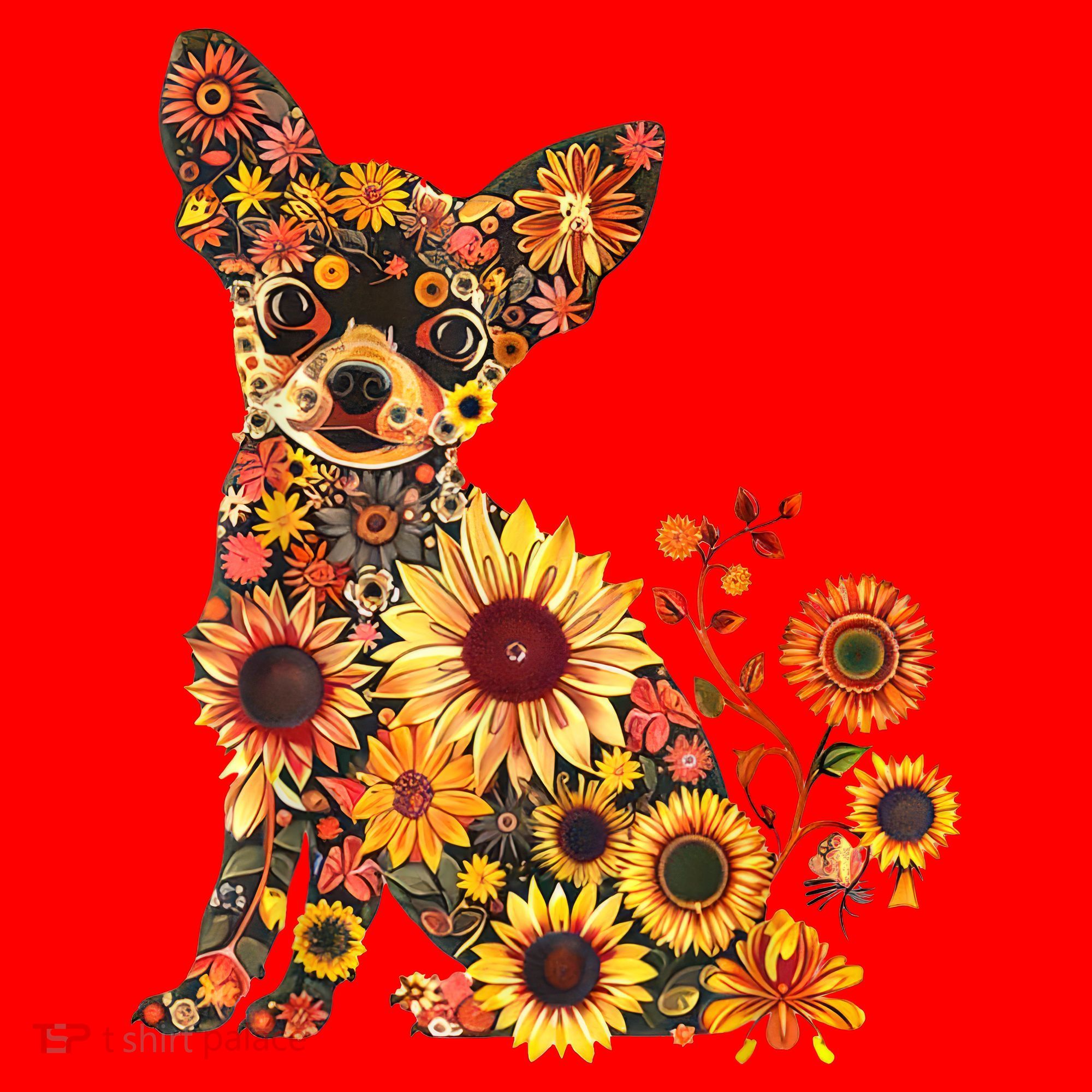 Floral Chihuahua Sunflower Mama Cute Mom Mother's Day  Santa Hat