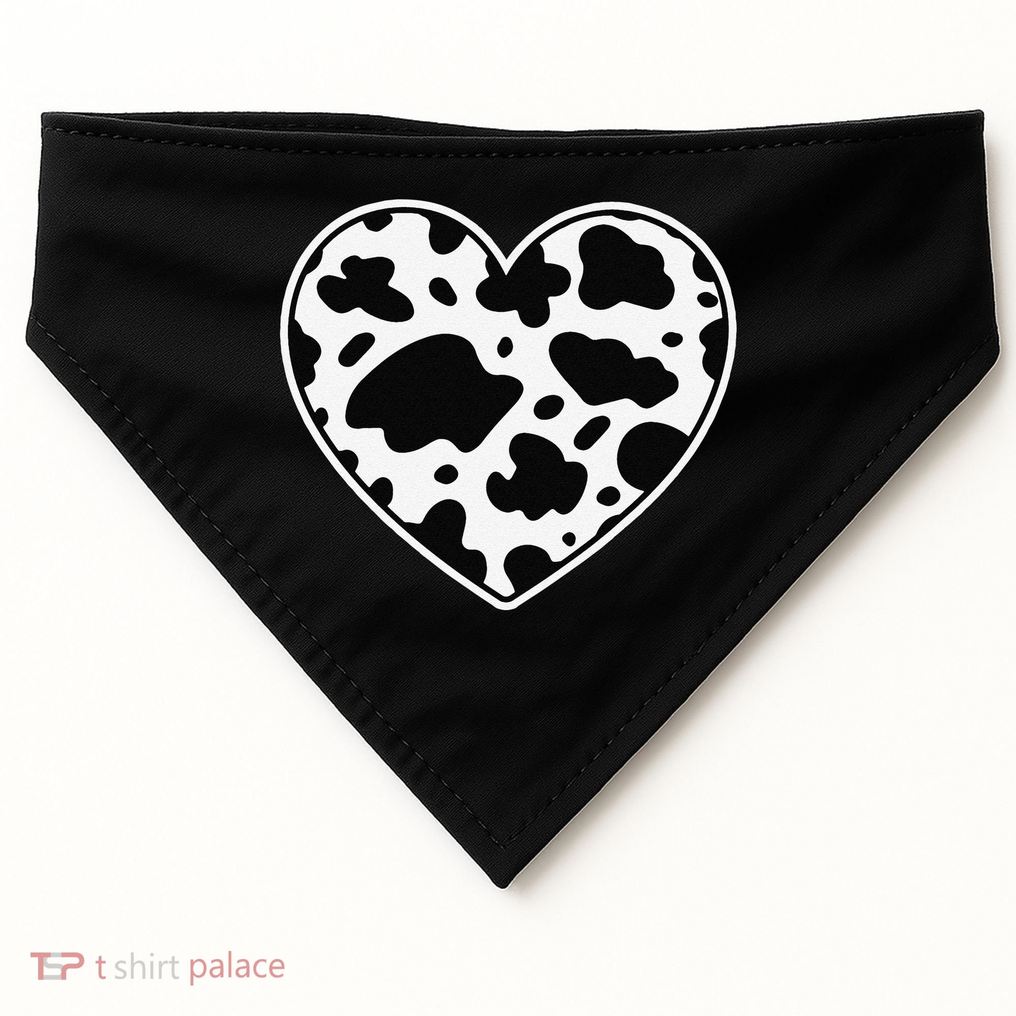 Farmer cows Skin print black and white Heart Cow USA-Made Doggie Bandana