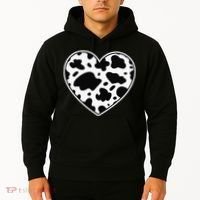 Farmer cows Skin print black and white Heart Cow Hoodie thumb 2
