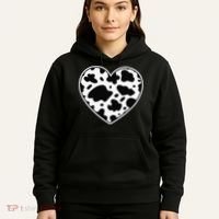 Farmer cows Skin print black and white Heart Cow Hoodie thumb 5