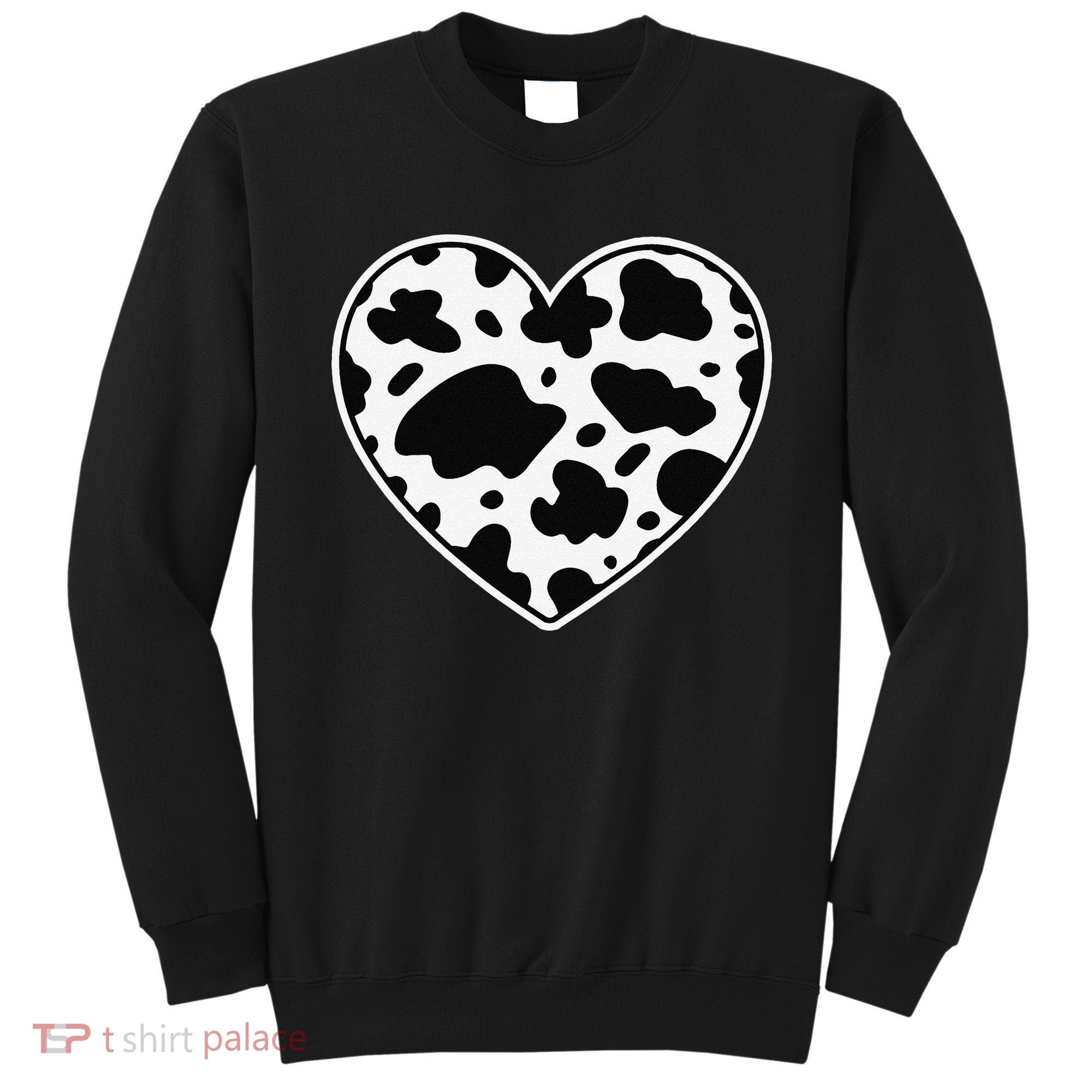 Farmer cows Skin print black and white Heart Cow Sweatshirt