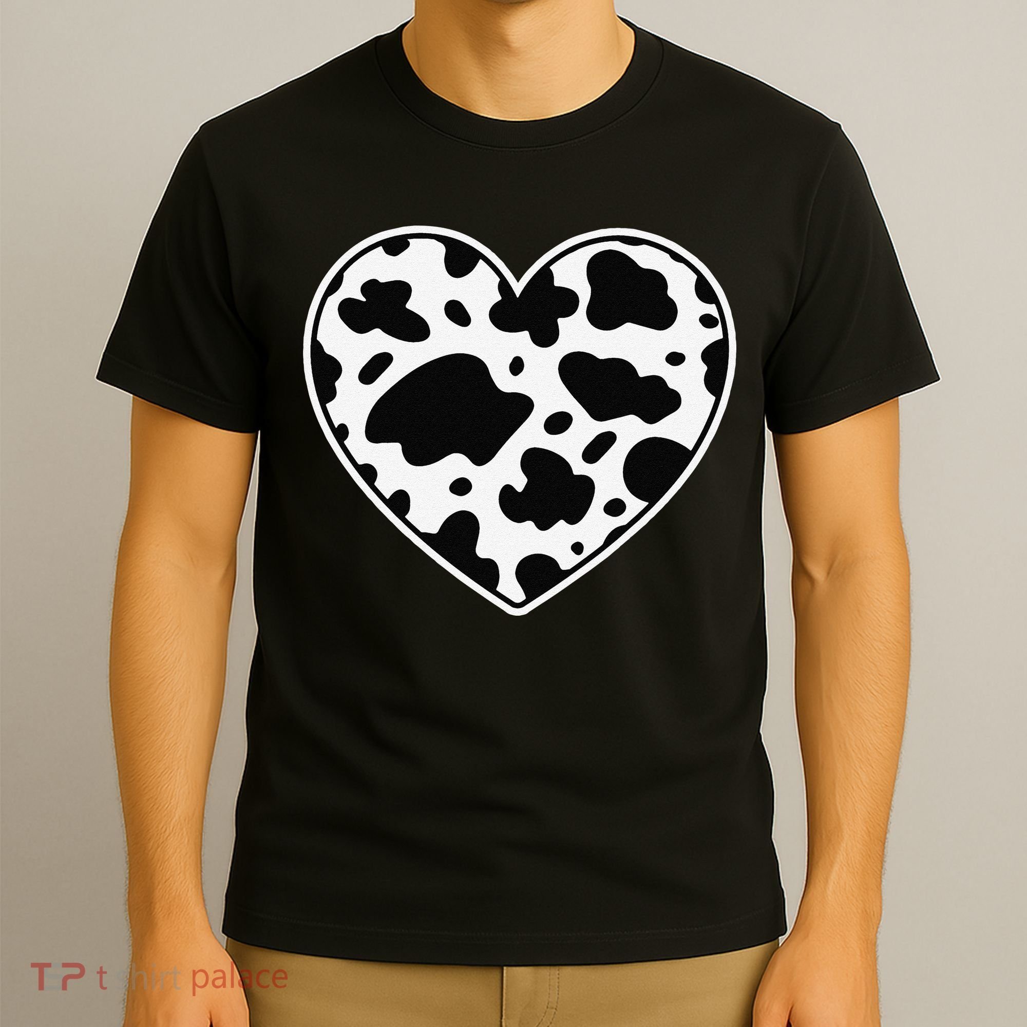 Farmer cows Skin print black and white Heart Cow T-Shirt