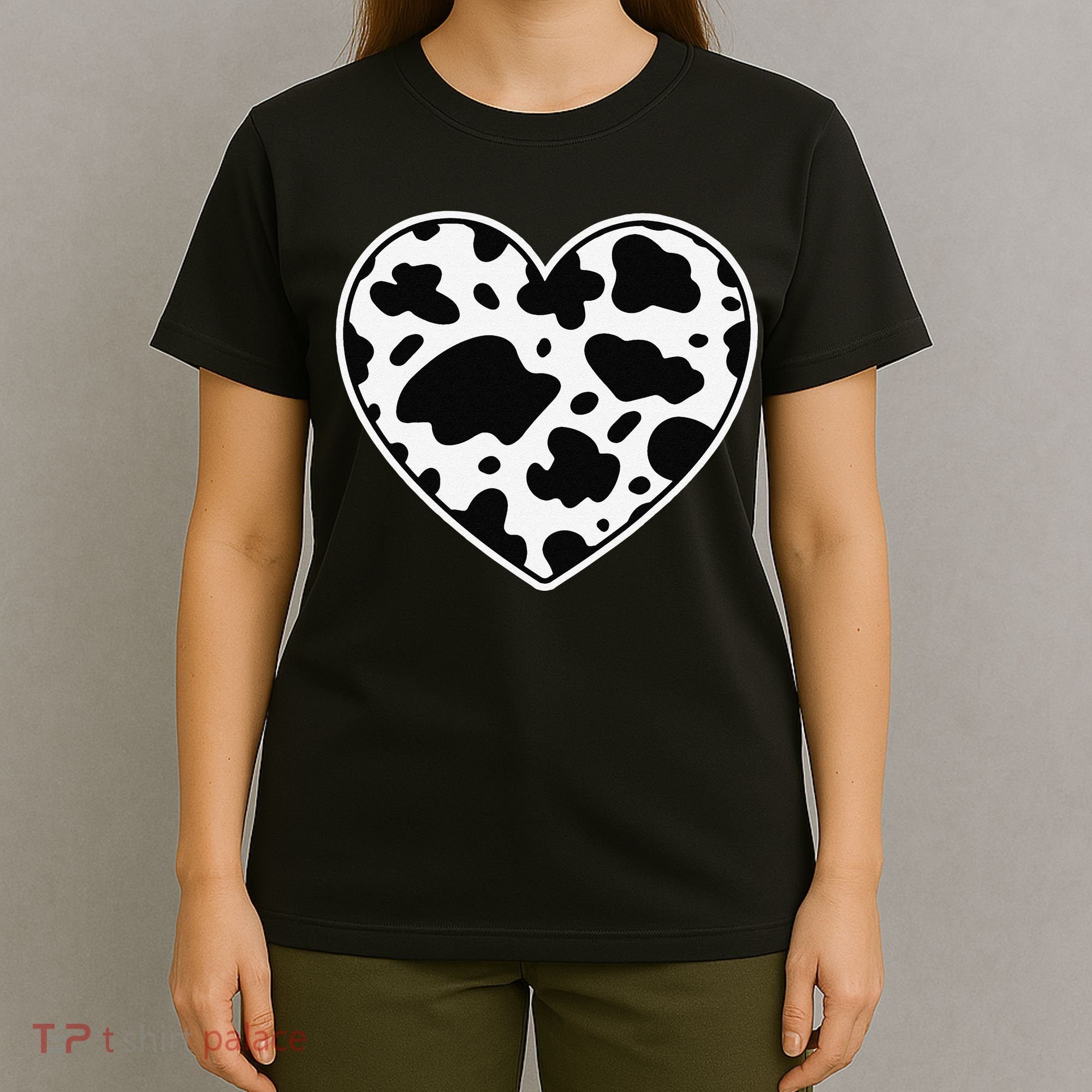 Farmer cows Skin print black and white Heart Cow T-Shirt