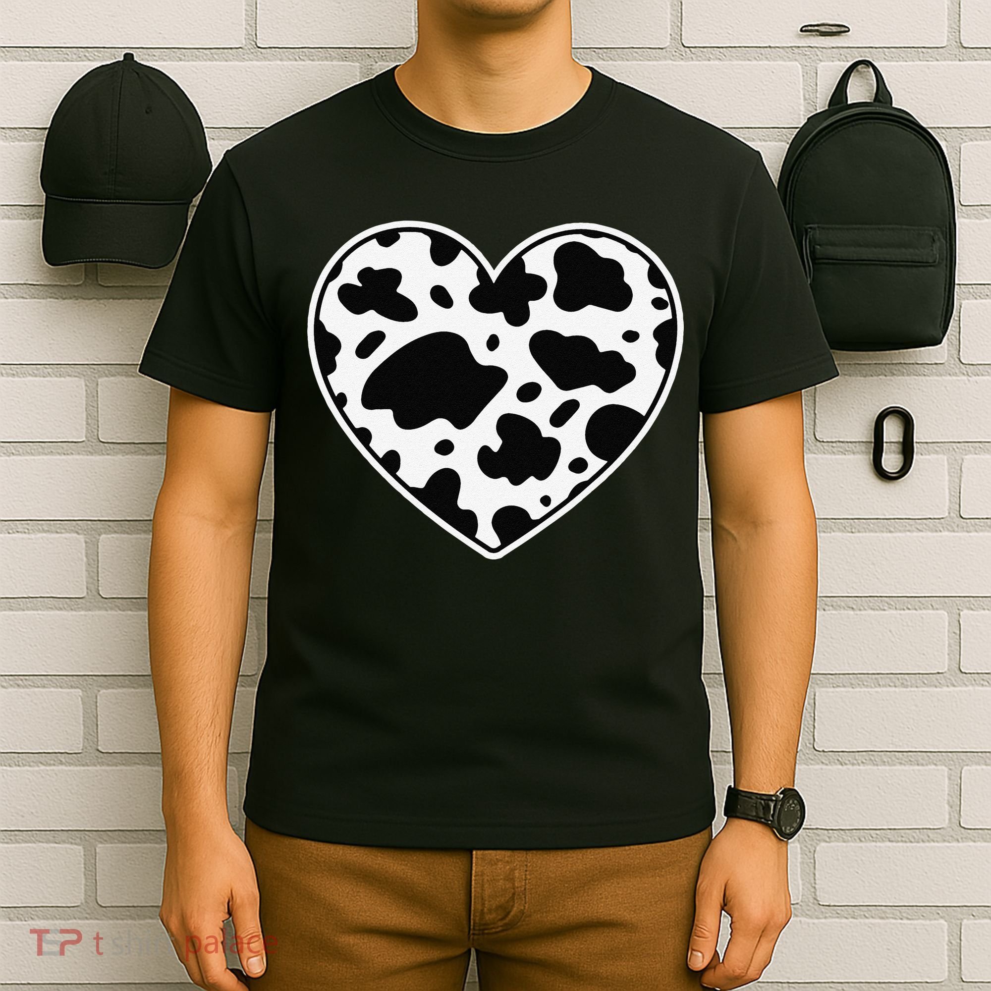 Farmer cows Skin print black and white Heart Cow T-Shirt