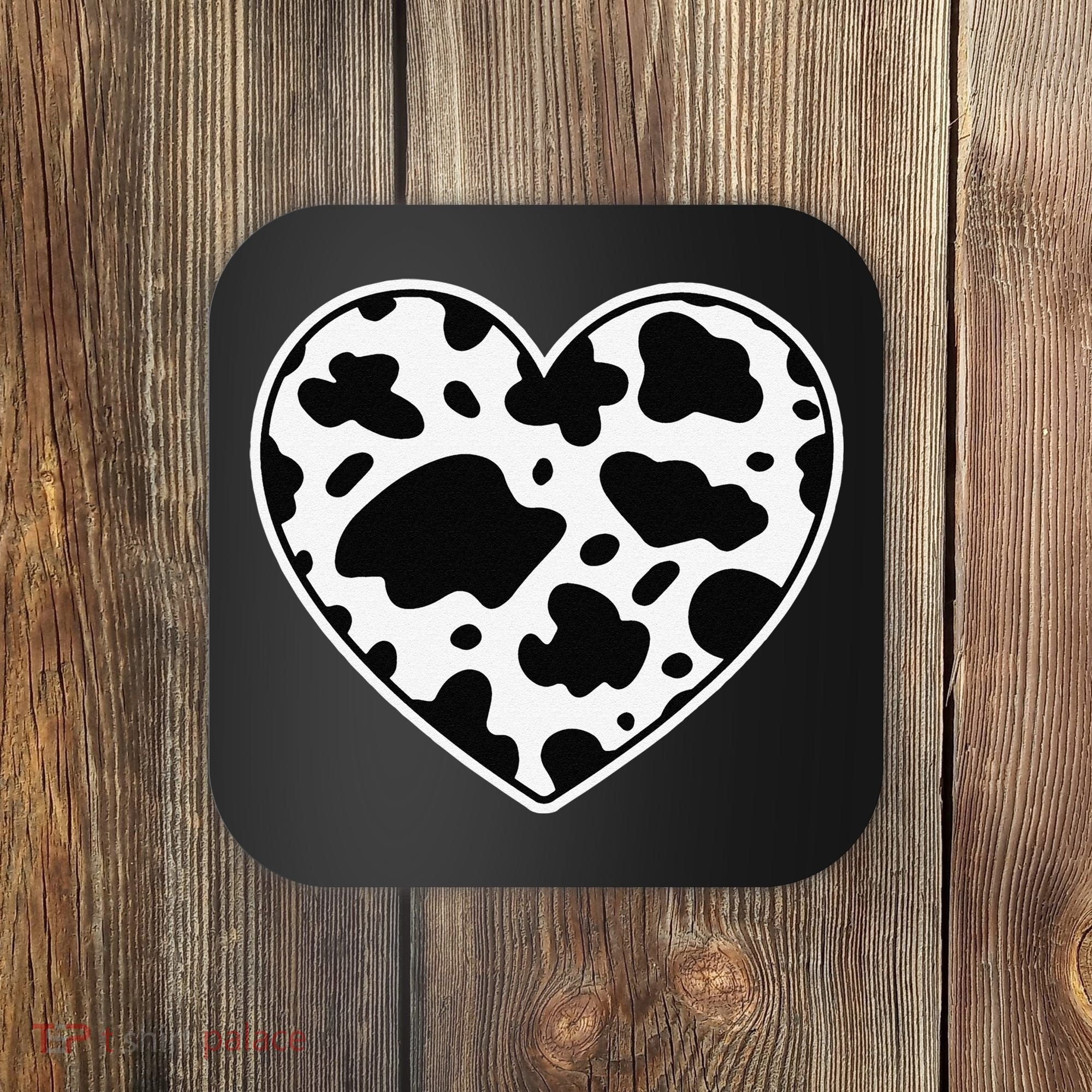 Farmer cows Skin print black and white Heart Cow Coaster