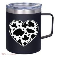 Farmer cows Skin print black and white Heart Cow 12oz Stainless Steel Coffee Mug thumb 0