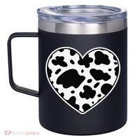 Farmer cows Skin print black and white Heart Cow 12oz Stainless Steel Coffee Mug thumb 2