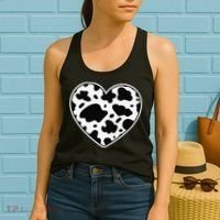 Farmer cows Skin print black and white Heart Cow Women's Tank Top thumb 2
