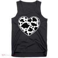 Farmer cows Skin print black and white Heart Cow Tank Top thumb 0