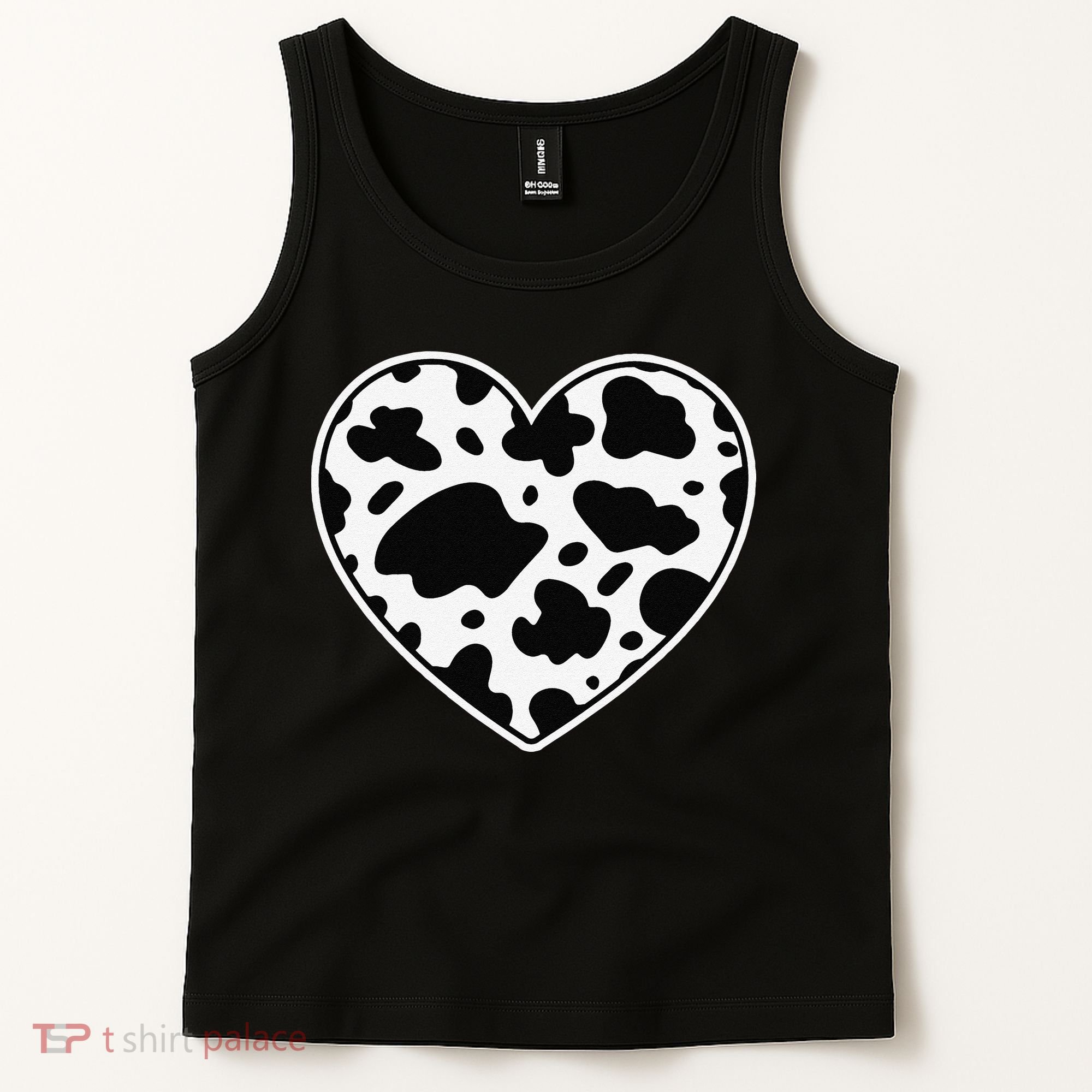 Farmer cows Skin print black and white Heart Cow Tank Top