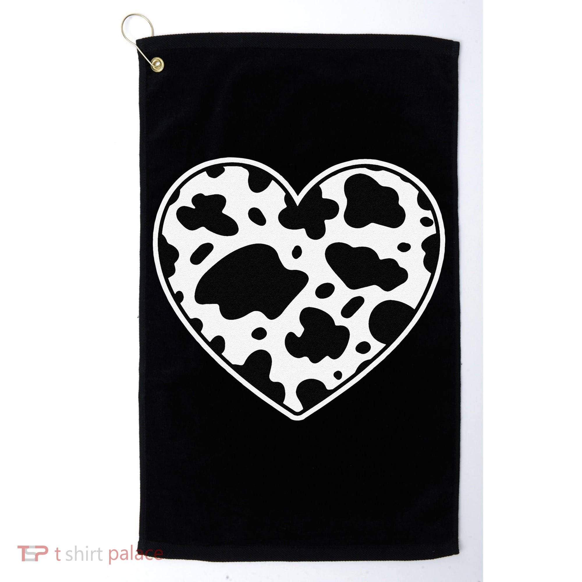 Farmer cows Skin print black and white Heart Cow Golf Towel