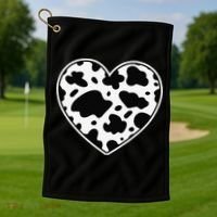 Farmer cows Skin print black and white Heart Cow Golf Towel thumb 1