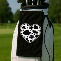 Farmer cows Skin print black and white Heart Cow Golf Towel thumb 2