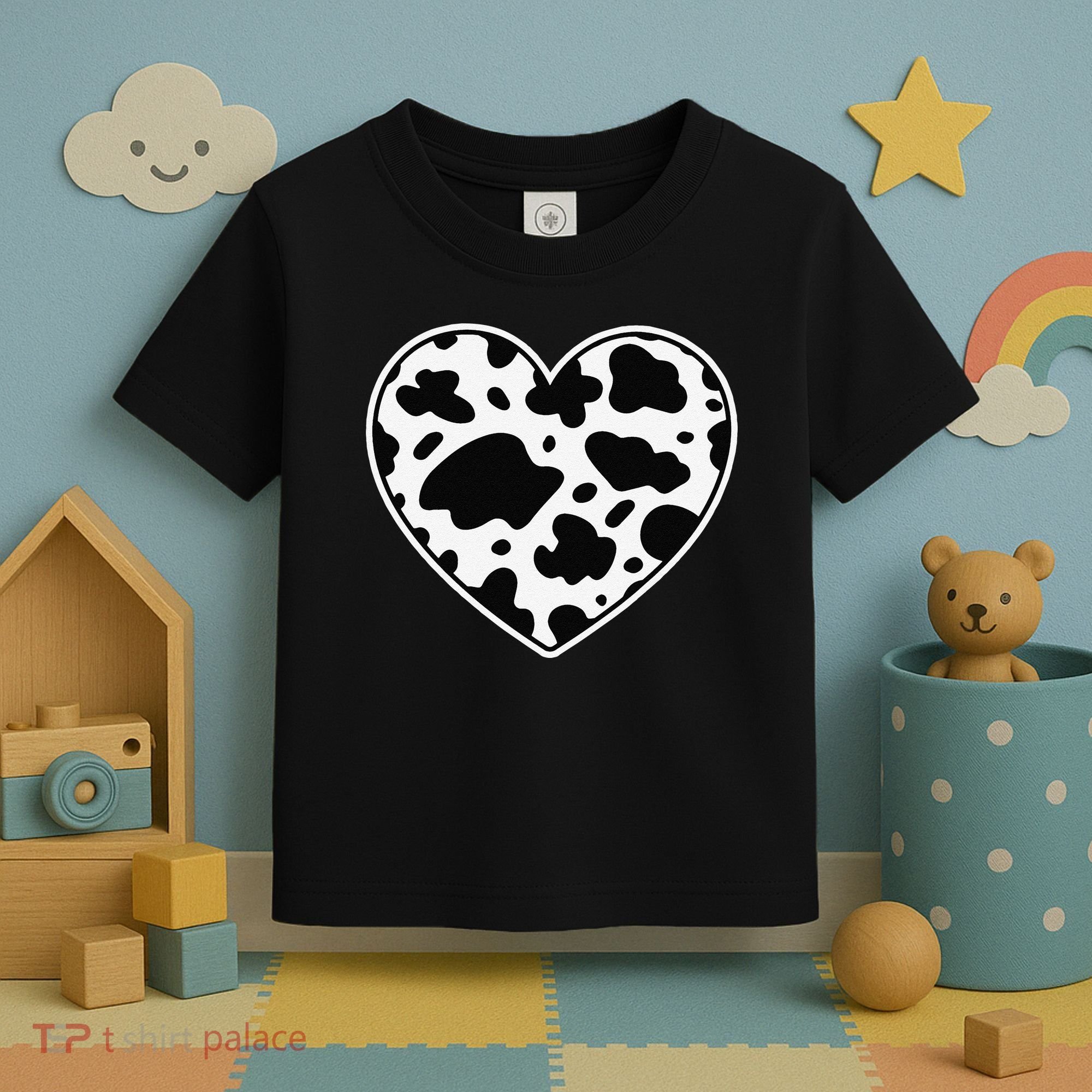 Farmer cows Skin print black and white Heart Cow Toddler T-Shirt