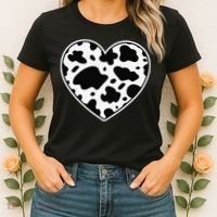 Farmer cows Skin print black and white Heart Cow Women's T-Shirt thumb 2