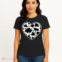 Farmer cows Skin print black and white Heart Cow Women's T-Shirt thumb 4