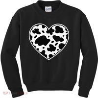 Farmer cows Skin print black and white Heart Cow Kids Sweatshirt thumb 0