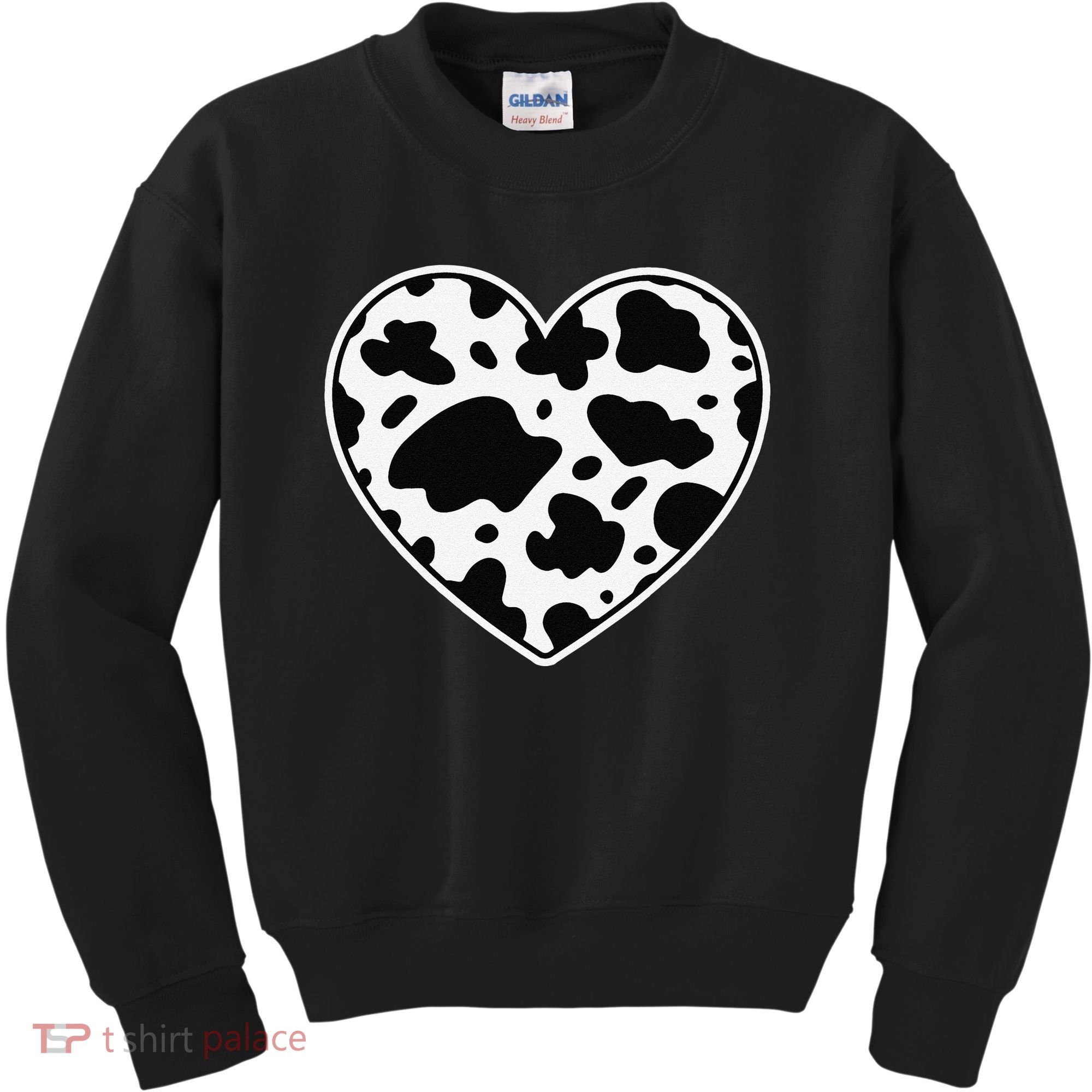 Farmer cows Skin print black and white Heart Cow Kids Sweatshirt