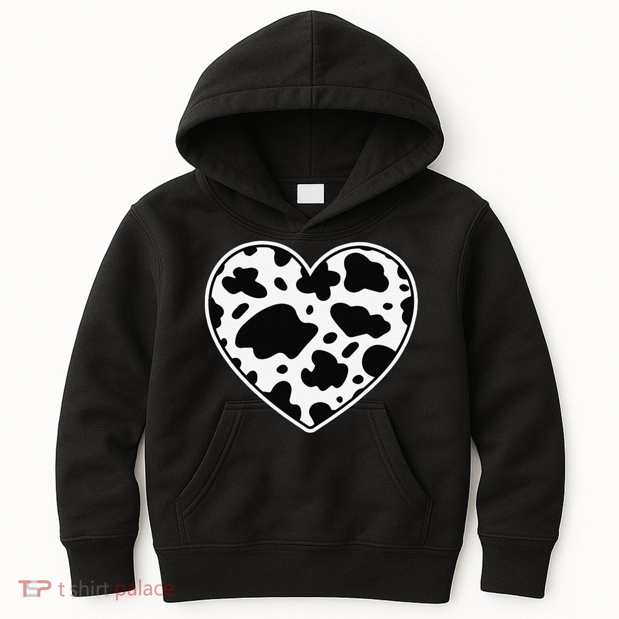Farmer cows Skin print black and white Heart Cow Kids Hoodie
