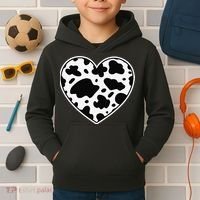 Farmer cows Skin print black and white Heart Cow Kids Hoodie thumb 2