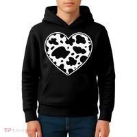 Farmer cows Skin print black and white Heart Cow Kids Hoodie thumb 4
