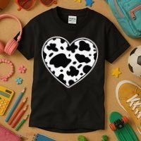 Farmer cows Skin print black and white Heart Cow Kids T-Shirt thumb 3