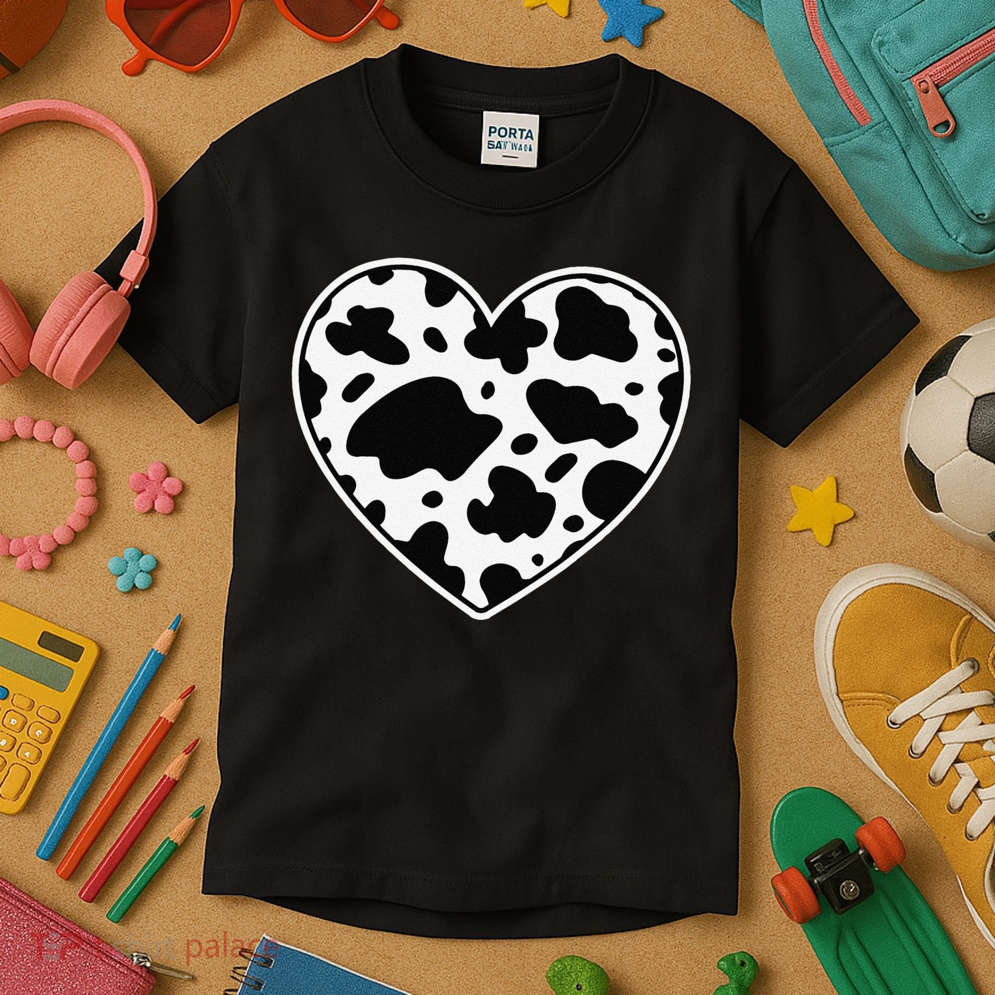 Farmer cows Skin print black and white Heart Cow Kids T-Shirt