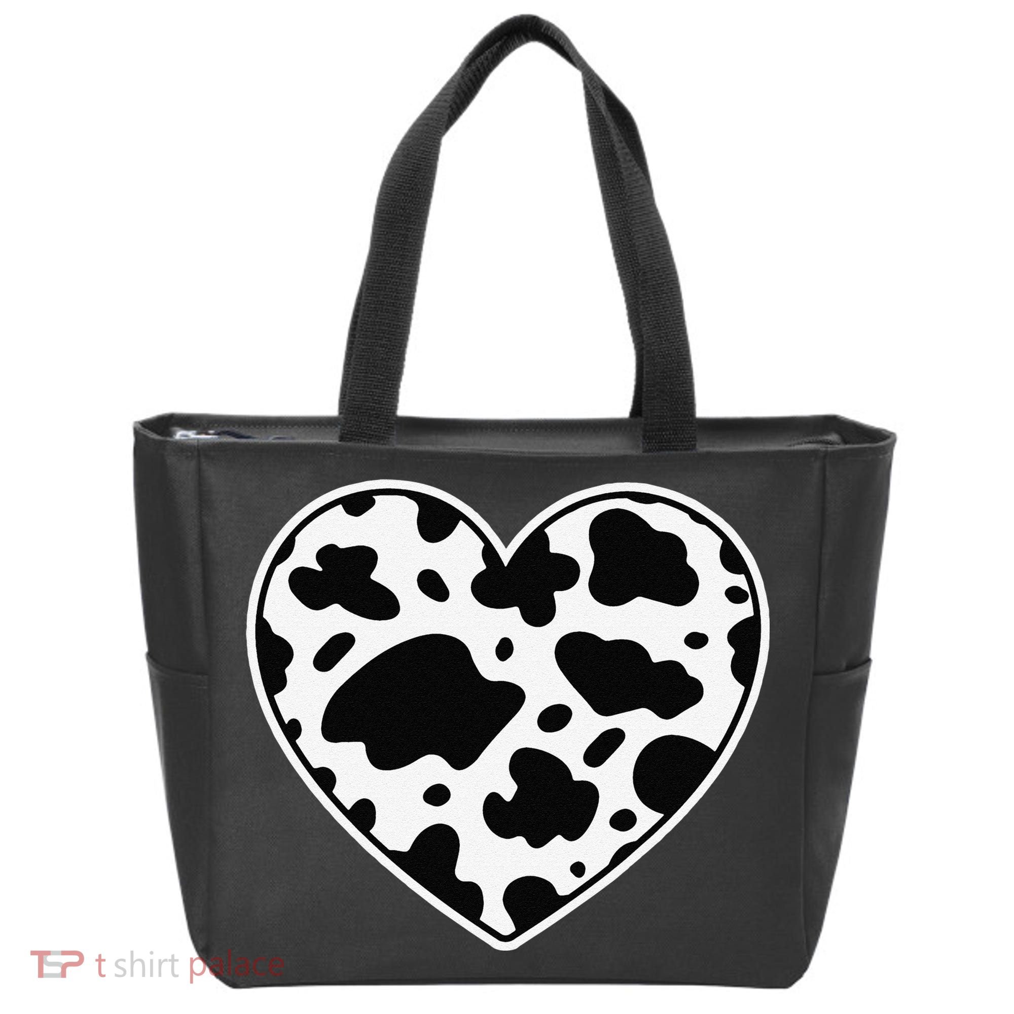 Farmer cows Skin print black and white Heart Cow Tote Bag