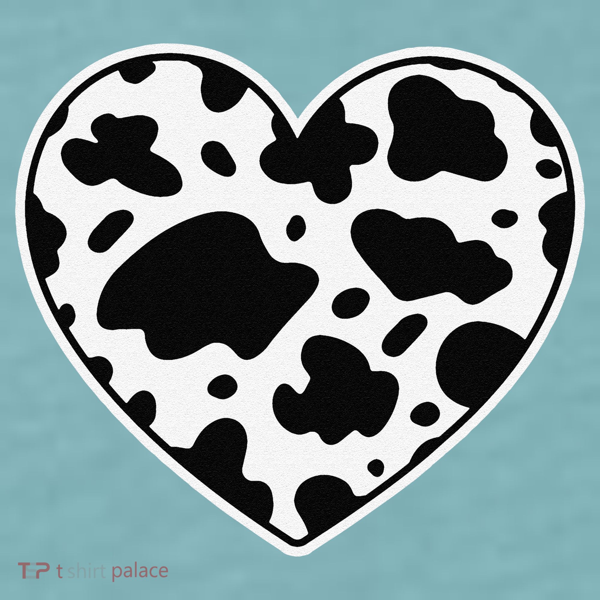 Farmer cows Skin print black and white Heart Cow Sueded Cloud Jersey T-Shirt