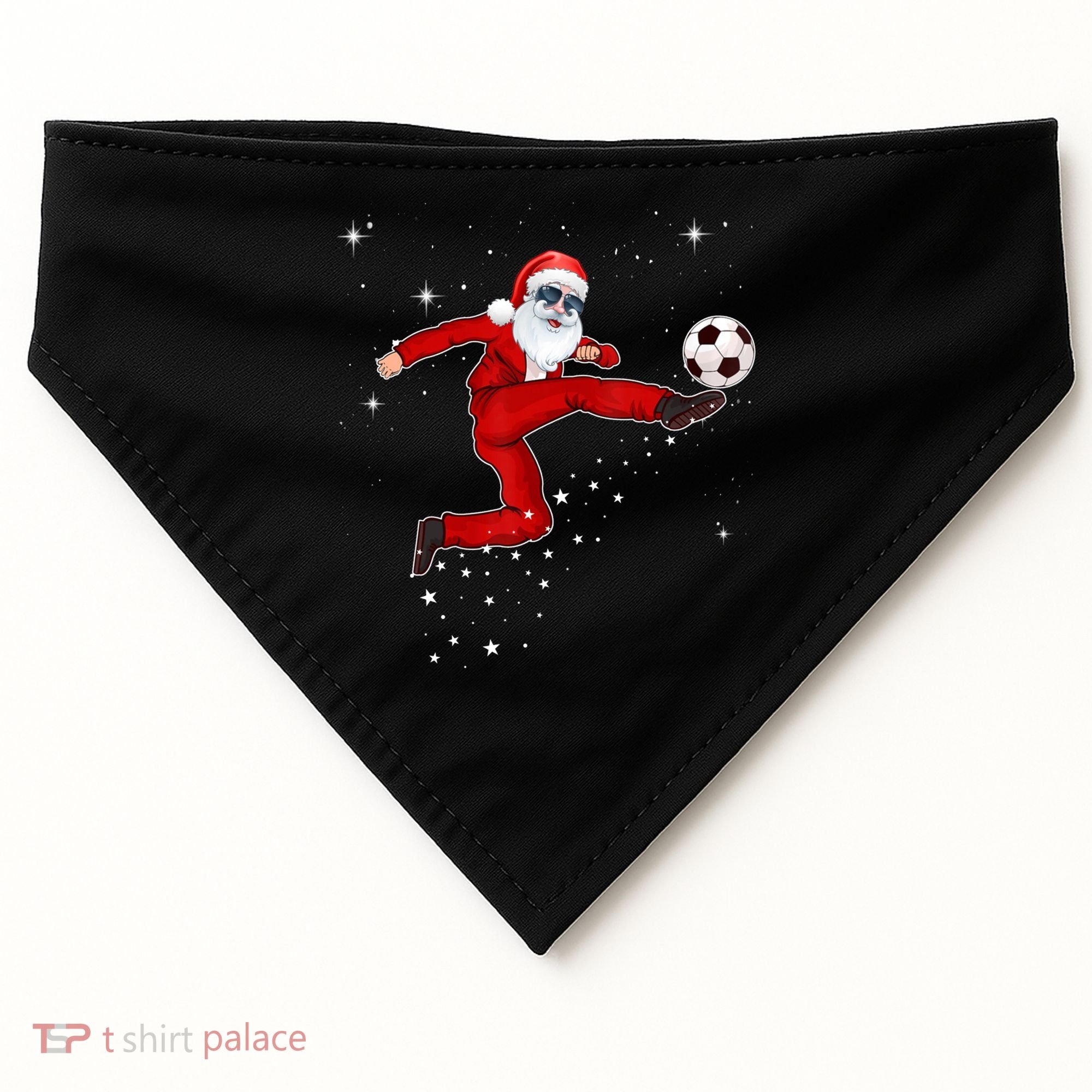 Funny Christmas Santa Soccer Playing Xmas Boys Sport Gift USA-Made Doggie Bandana