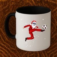 Funny Christmas Santa Soccer Playing Xmas Boys Sport Gift Coffee Mug thumb 2