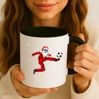 Funny Christmas Santa Soccer Playing Xmas Boys Sport Gift Coffee Mug thumb 3