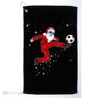 Funny Christmas Santa Soccer Playing Xmas Boys Sport Gift Golf Towel thumb 0