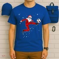 Funny Christmas Santa Soccer Playing Xmas Boys Sport Gift T-Shirt thumb 6