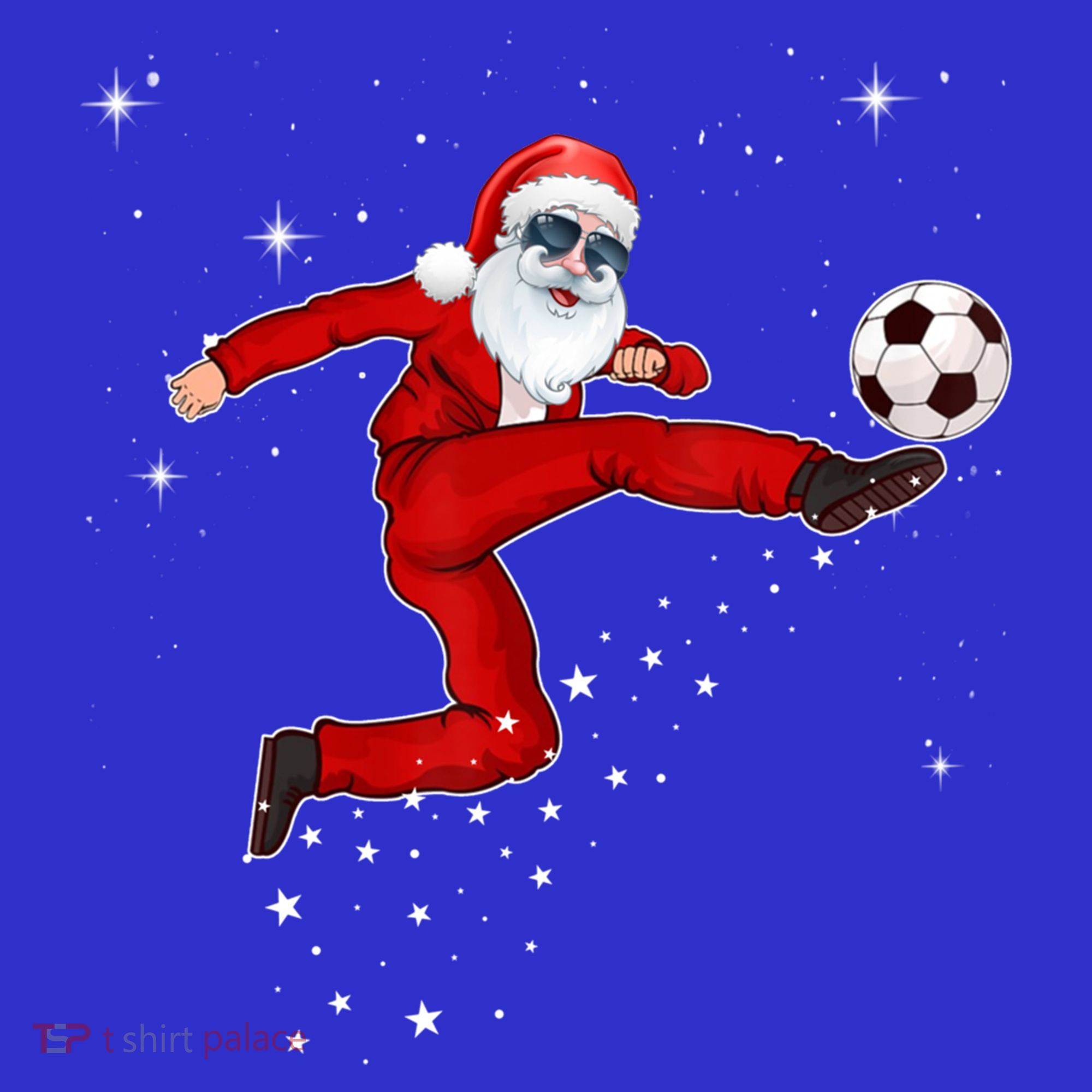 Funny Christmas Santa Soccer Playing Xmas Boys Sport Gift T-Shirt