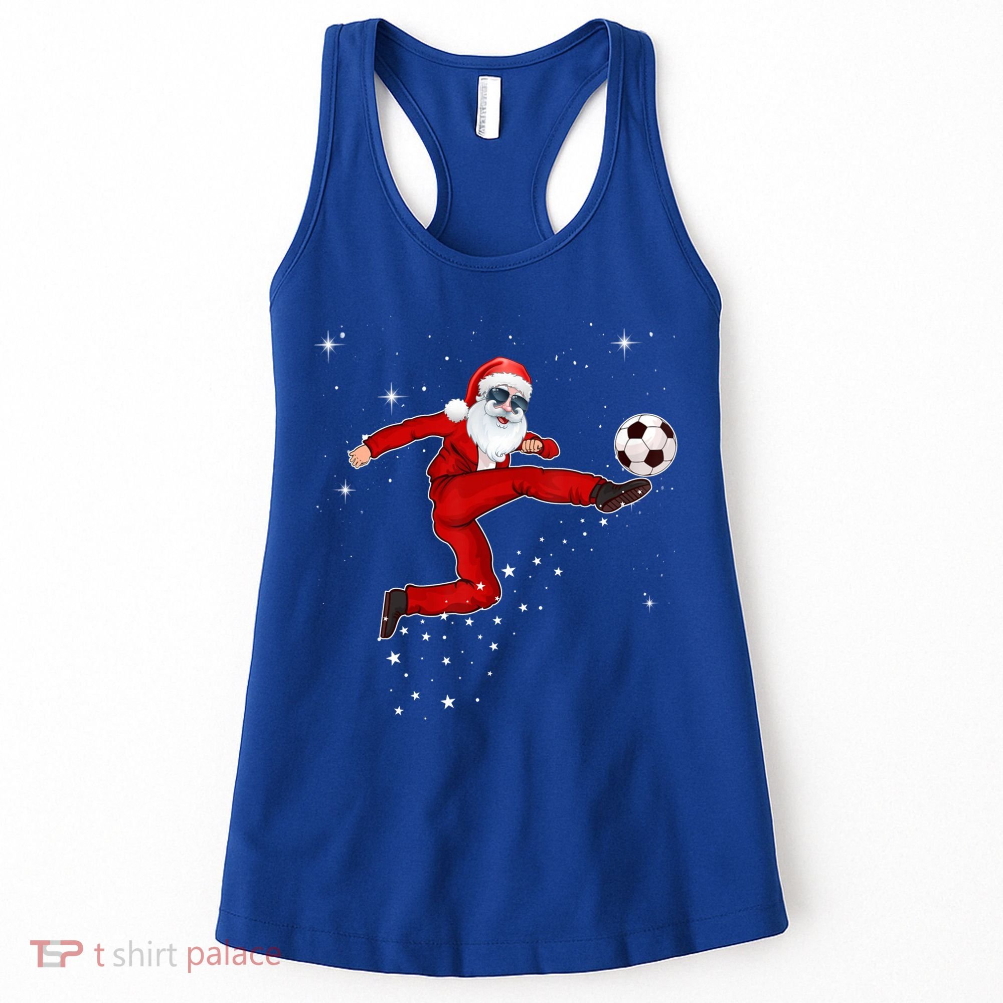 Funny Christmas Santa Soccer Playing Xmas Boys Sport Gift Women's Tank Top