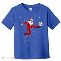 Funny Christmas Santa Soccer Playing Xmas Boys Sport Gift Toddler T-Shirt thumb 0
